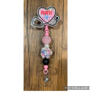 Nurse Stethoscope Glitter Shaker Badge Reel